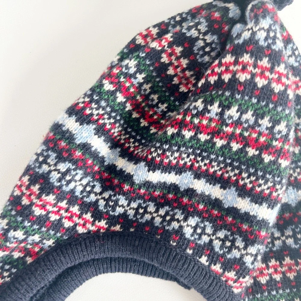 Thomas Brown Kids Winter Fair Isle Wool Cashmere Heritage Trapper Beanie Hat S/M